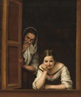 Laughter Gallery: Two Women at a Window, c. 1655 / 1660. Creator: BartoloméEsteban Murillo
