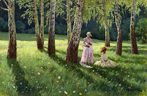 Muzeum Narodowe Prints: Two women in a wood, 1886. Creator: Wrzeszcz; Eugeniusz (1851-1917)
