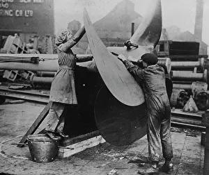 Ship Building Prints: Women working on propeller, Eng