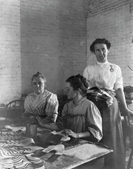 Factory Workers Prints: Three women working in shoe factory - Lynn, Massachusetts, n.d.. Creator: Unknown