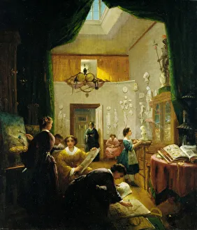 Plaster Cast Prints: Womens Art Class, ca. 1868. Creator: Louis Lang