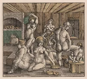 Nude Women Collection: The womens bath, c. 1500