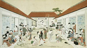Bamboo Gallery: Womens Bathhouse and Laundry, Japan, early 19th century. Creator: Kitao Shigemasa