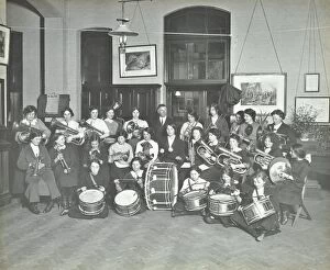 Brass Band Collection: Womens brass band, Cosway Street Evening Institute for Women, London, 1914