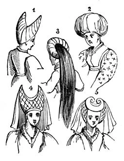 Images Dated 19th July 2006: Womens headdresses, 15th century, (1910)