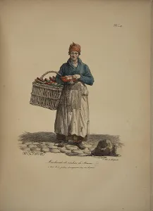 Merchants Prints: Women's Shoes seller. From the Series Cris de Paris (The Cries of Paris)