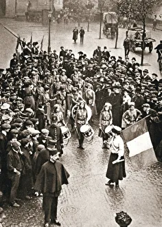 Supporter Prints: The Womens Social and Political Union fife and drum band out for the first time