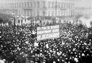 1917 Prints: Womens Suffrage Demonstration on the Nevsky Prospect in Petrograd on March 8, 1917, 1917