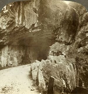 Underwood Travel Library Gallery: The wonderful Bratlandsdal road, blasted through mountain walls of solid rock, Norway, c1905