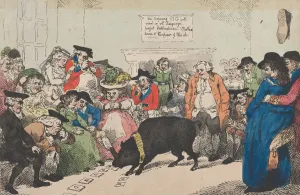 Rowlandson Prints: The Wonderful Pig, April 12, 1785. April 12, 1785. Creator: Thomas Rowlandson