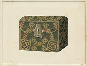 Chests Prints: Wood Box or Chest, c. 1937. Creator: Carol Larson