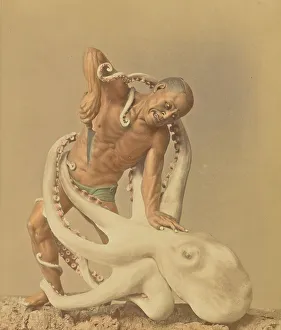 Creature Prints: Wood Carving, 1897. Creator: Ogawa Kazumasa