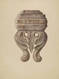 Clayton Clements Prints: Wood Carving - Horizontal, c. 1939. Creator: Clements Clayton