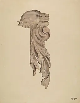 Barnett Gerard Prints: Wood Carving - Profile Face, c. 1939. Creator: Gerard Barnett