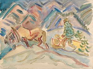 Collecting Prints: Wood collection, around 1940. Creator: Arnold Peter Weisz-Kubincan
