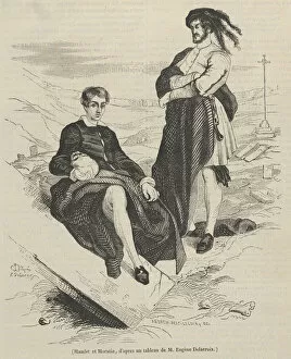 Eugene Gallery: Wood engraving after painting by Delacroix of Hamlet and Horatio, December 1837