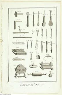Chisel Prints: Wood Engraving, Tools, from Encyclopédie, 1762/77. Creator: A. J. Defehrt