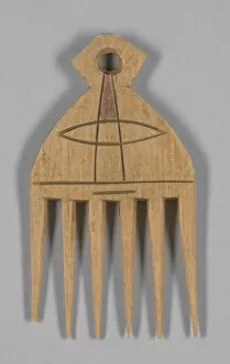 Reed Gallery: Wood hair comb from Ghana, 1950s. Creator: Unknown