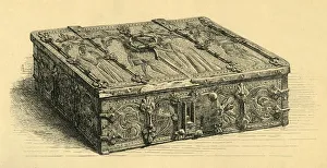 Sampson Low Prints: Wood and leather casket, 1350-1370, (1881). Creator: Frederick Albert Slocombe