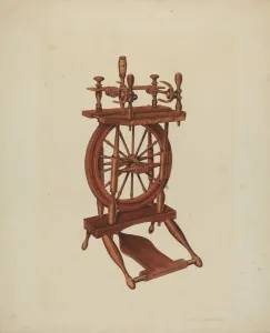 Wood Spinning Wheel, c. 1938. Creator: Arthur Matthews