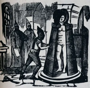 H Granville Fell Prints: Woodcut showing Geuders Iron Maiden in a torture chamber Setting, c1870