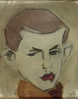 Lips Prints: The Woodcutter, head study, 1943. Creator: Helene Schjerfbeck