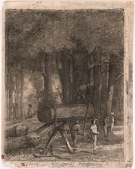 Woodman Prints: The Woodcutters, 1860. Creator: Gustave Courbet