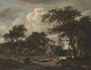 Wooded Landscape with Cottage and Horseman, 1663. Creator: Meindert Hobbema Wooded Landscape with Cottage and Horseman, 1663. Creator: Meindert Hobbema