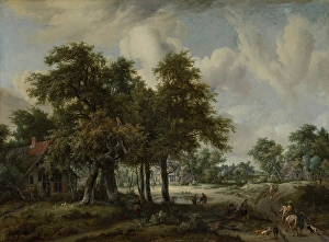 Meindert Hobbema Prints: Wooded Landscape with Cottages, c1658-1709. Creator: Meindert Hobbema