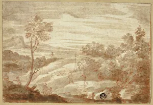 Wooded Landscape with Figures, 17th century. Creator: Unknown