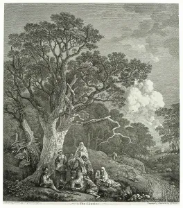 Wooded Landscape with Gypsies Gathered Round a Fire, 1753/54. Creator: Thomas Gainsborough