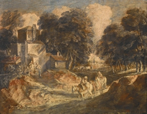 Passer By Prints: Wooded Landscape with Mounted Peasants, 1772. Creator: Thomas Gainsborough