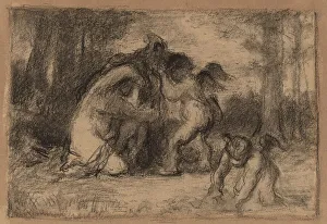 Wooded Landscape with Putti Helping a Woman Undress. Creator: William P. Babcock