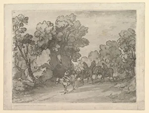 On Horseback Gallery: Wooded Landscape with Riders, August 1, 1797. Creator: Thomas Gainsborough