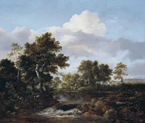 Ruisdael Jacob Isaacksz Van Prints: Wooded Landscape with a Stream, between 1665 and 1668. Creator: Jacob van Ruisdael