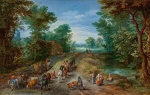 Brueghel The Elder Collection: Wooded Landscape with Travelers, 1610. Creator: Jan Brueghel the Elder