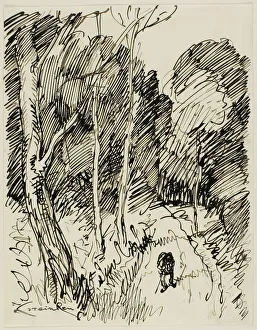 Vagabond Prints: Wooded Landscape with Vagabond, n. d. Creator: Theophile Alexandre Steinlen