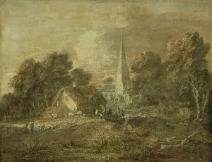 Wooded Landscape with Village Scene, early 1770s (not later than 1772). Creator: Thomas Gainsborough