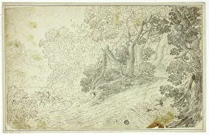 Wooded River Landscape with View of Castle, n.d. Creator: Unknown