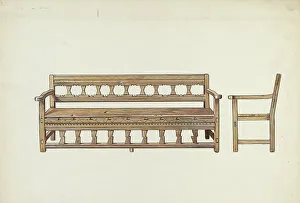 Wooden Bench, 1935/1942. Creator: Dana Bartlett