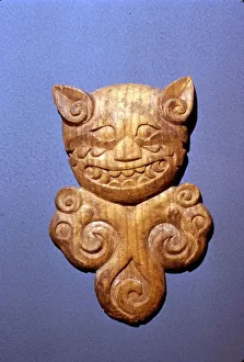 Altai Gallery: Wooden bridle ornament, Head of Tiger from Altai, 5th century BC-4th century BC