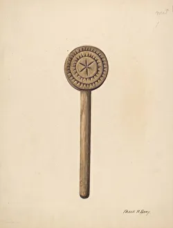 Gray Frank Prints: Wooden Butter Stamp, c. 1937. Creator: Frank Gray