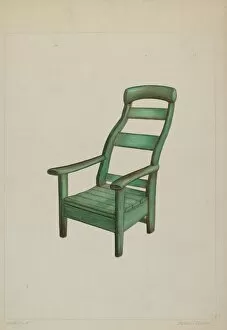 Clyde L Collection: Wooden Chair, c. 1938. Creator: Clyde L. Cheney
