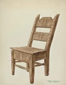 Majel G Claflin Collection: Wooden Chair, c. 1939. Creator: Majel G. Claflin