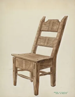 Majel G Collection: Wooden Chair, c. 1939. Creator: Majel G. Claflin