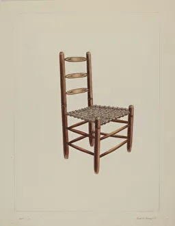Cheney Gallery: Wooden chair, probably 1938. Creator: Clyde L. Cheney