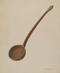 Spoons Prints: Wooden Dipper, 1938. Creator: Jacob Gielens