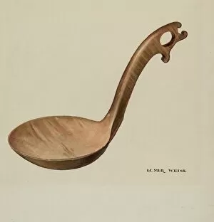 Cookery Collection: Wooden Dipper, c. 1938. Creator: Elmer Weise