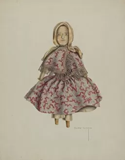 Period Costume Collection: Wooden Doll, c. 1938. Creator: Bertha Semple