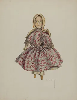 Period Costume Collection: Wooden Doll, c. 1938. Creator: Bertha Semple